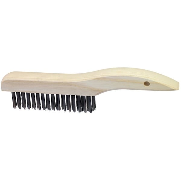 Scratch Brush, 10 in X 1 in Wood Block, Steel Fill, 12PK
